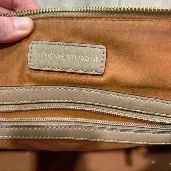 Adrienne Vittadini Beige Satchel Double Handle Shoulder Tote Bag - Picture 8 of 8